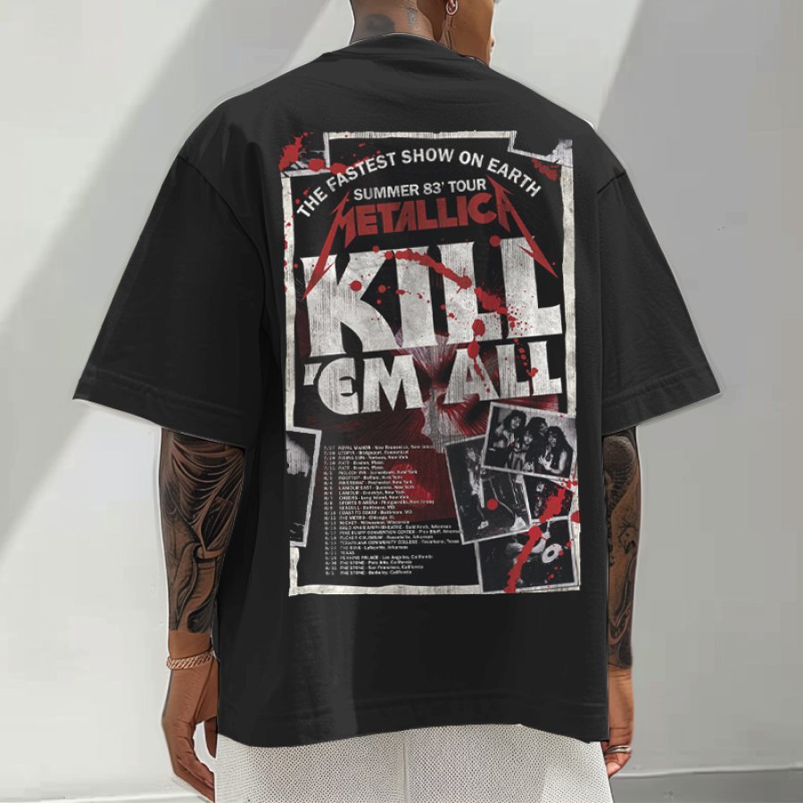 

Men's Oversized Retro Rock Band Heavy Metal Rock Print T-shirt