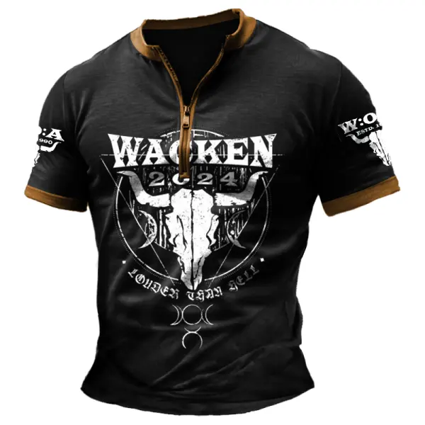 Wacken T shirt 2024 Rock Band Concert Tour Zipper T-shirt - Rabclub.com 