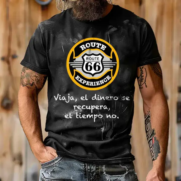 Men's Vintage Route 66 Road Trip Print Crew Neck Short Sleeve T-shirt Only $19.99 - Elementnice.com 