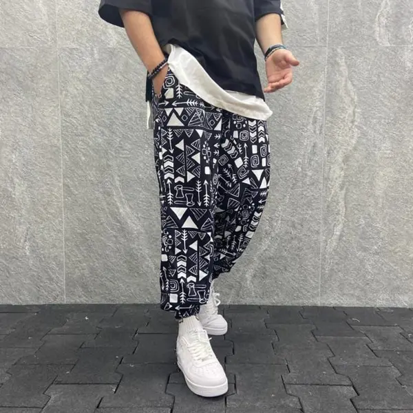 Men's Bohemian Ethnic Print Casual Pants - Fineyoyo.com 