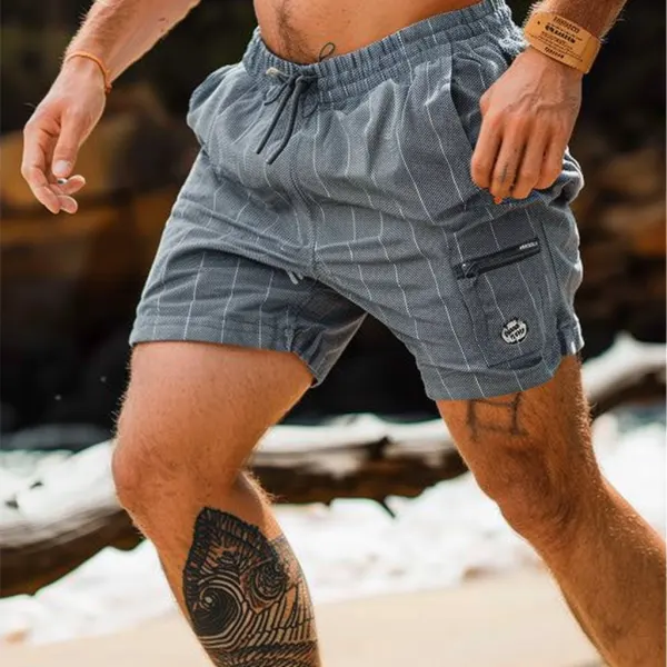 Men's Vintage Surf Striped Drawstring Shorts - Wayrates.com 