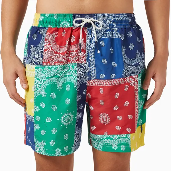 Men's Vintage Ethnic Pattern Bandana Printed Shorts Outdoor Beach Camping - Wayrates.com 