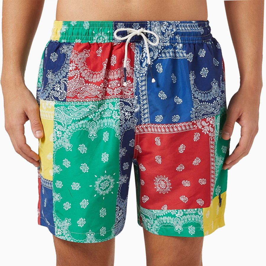 

Men's Vintage Ethnic Pattern Bandana Printed Shorts Outdoor Beach Camping