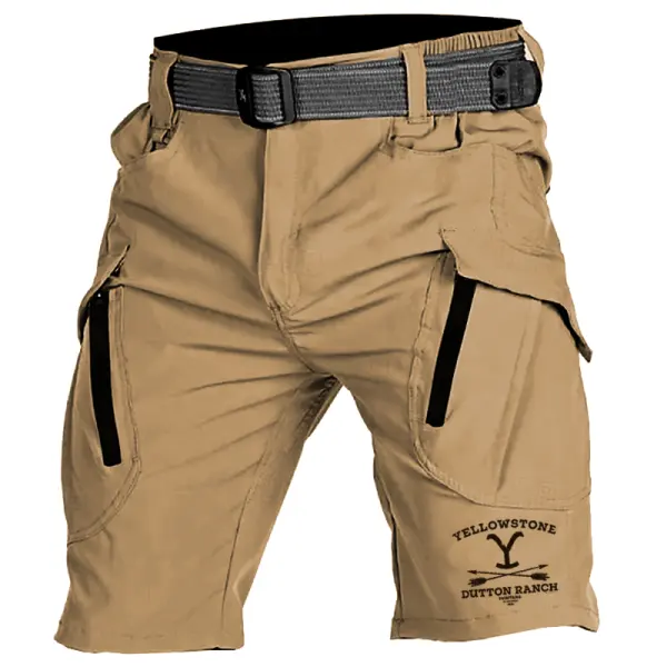 Men's Yellowstone Outdoor Training Patchwork Contrasting Printed Zipper Shorts Only $35.99 - Cotosen.com 