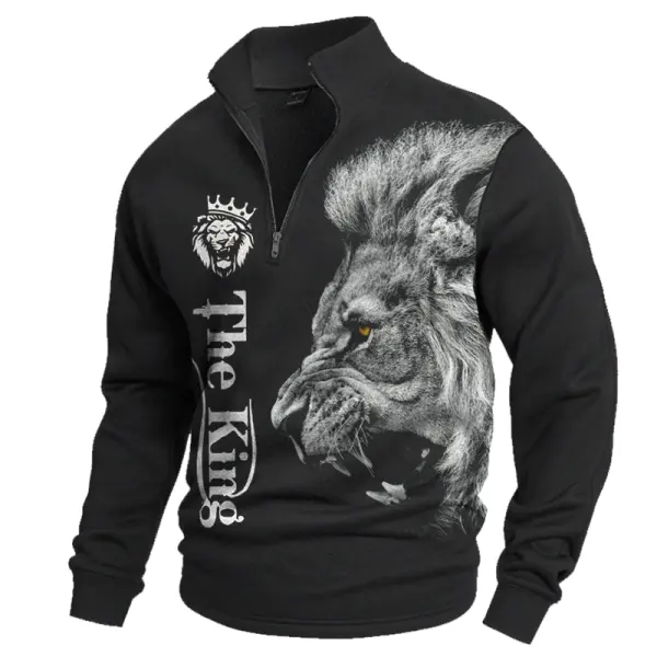 Men's Lion Printed Zipper Sweatshirt Only $29.99 - Cotosen.com 