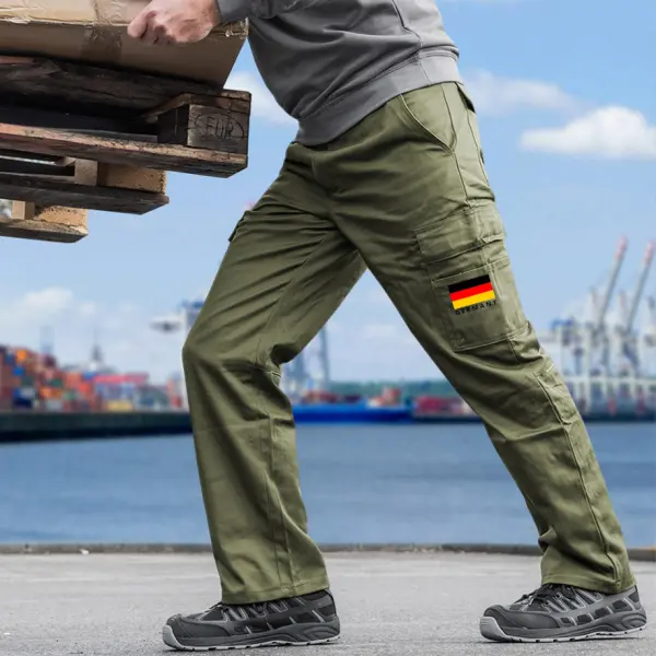 Men's Cargo Pants Vintage German Flag Multi-Pocket Tactical Daily Work Trousers - Wayrates.com 