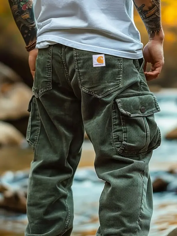 Men's Carhartt Corduroy Pants Outdoor Multi-pocket Cargo Trousers - Menwyx.com 