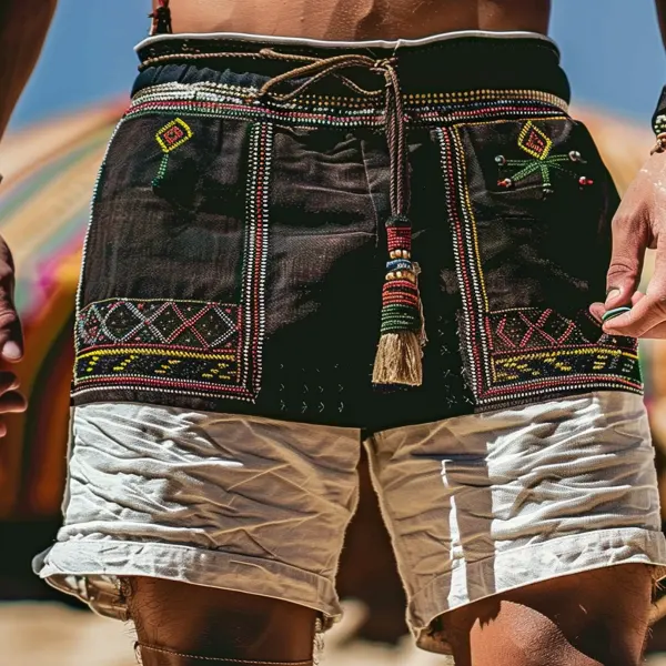 Men's Ethnic Graphic Printed Corduroy Surf Cargo Casual Work Shorts - Wayrates.com 