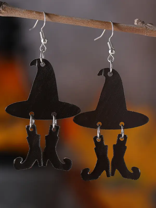 Halloween Gothic Witch Hat Boots Pendant Earrings - Pragmaace.com 