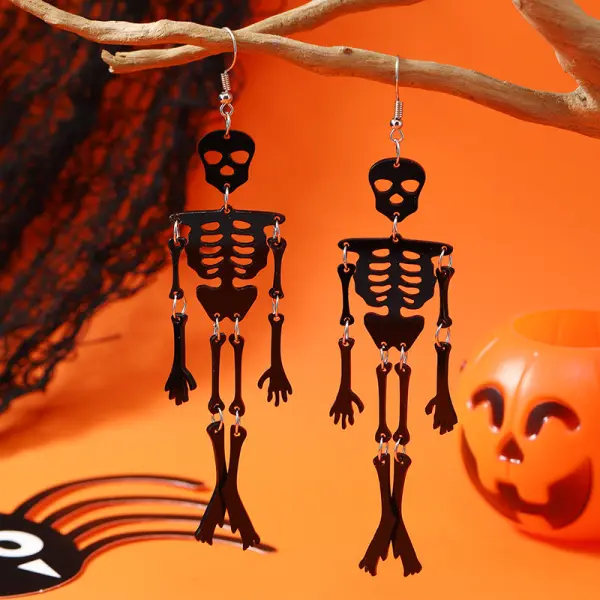 Halloween Hollow Ghost Skeleton Skull Earrings - Nicheten.com 