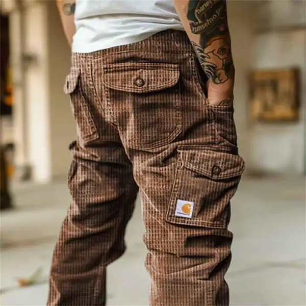 Men's Carhartt Cargo Pants Vintage Waffle Knitted Outdoor Multi-pocket Cargo Pants Trousers