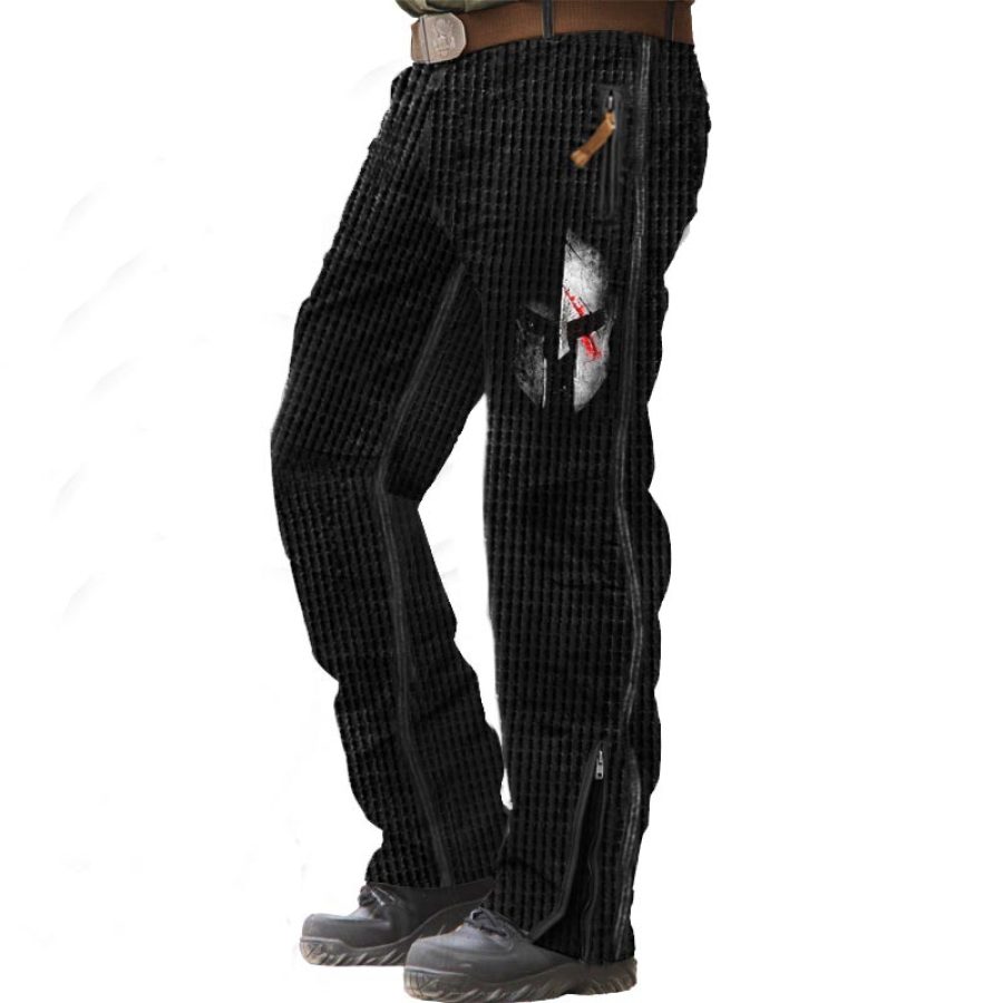 

Men's Vintage Spartan Outdoor Multi-Zip Pocket Waffle Knit Tactical Casual Pants