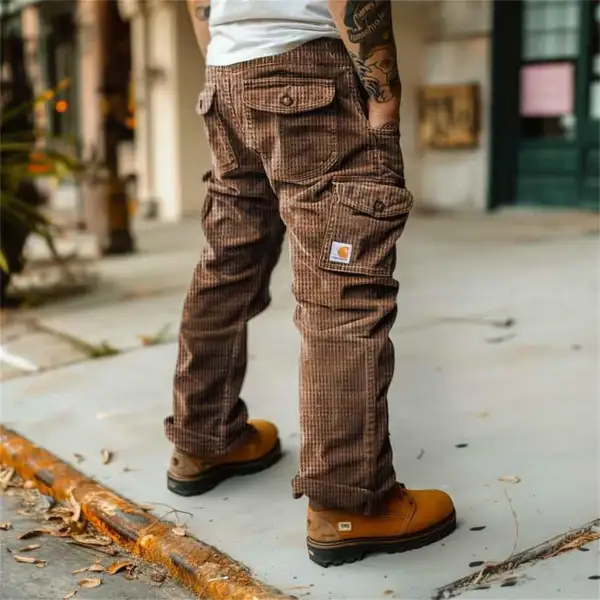 Men's Carhartt Cargo Pants Vintage Waffle Knitted Outdoor Multi-pocket Cargo Pants Trousers