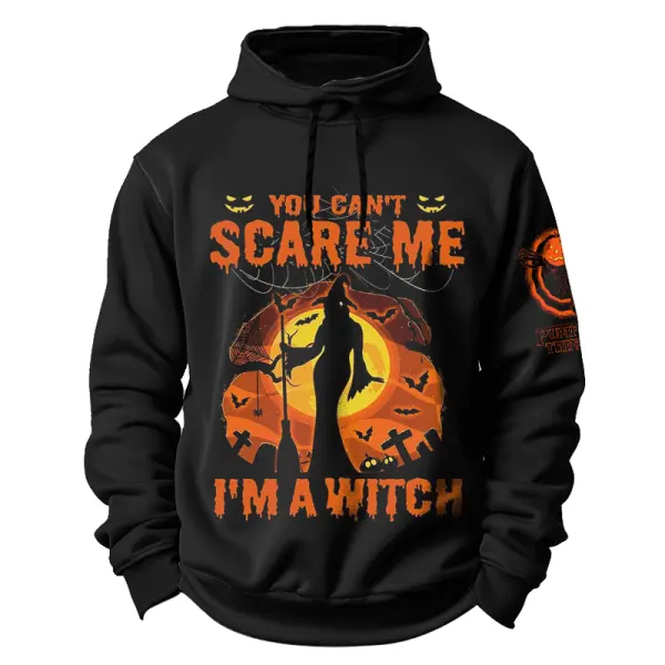 Halloween Pumpkin You Can't Scare Me Print Hoodie - Menzfolk.com 