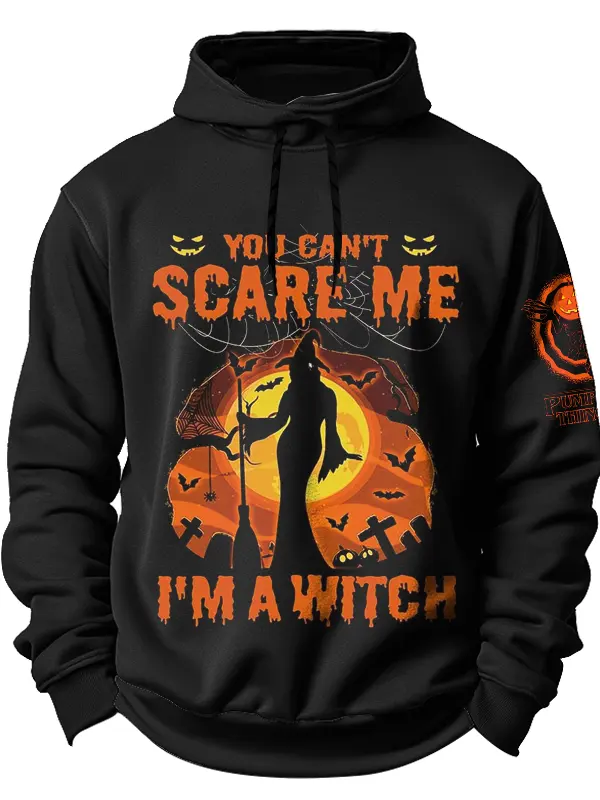 Halloween Pumpkin You Can't Scare Me Print Hoodie - Menwyx.com 