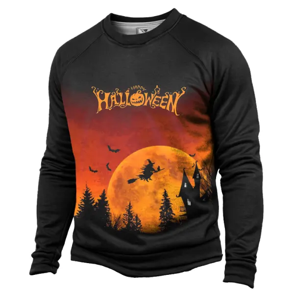 Halloween Print Round Neck Hoodie - Rabclub.com 