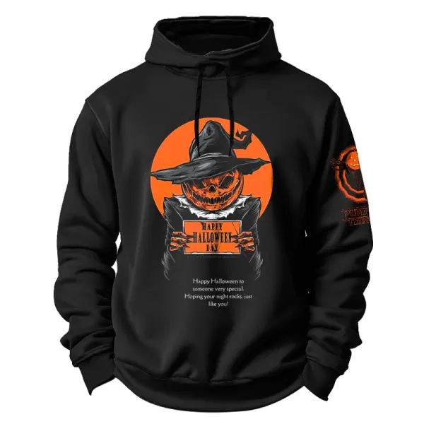 Halloween Pumpkin Skull Print Hoodie - Rabclub.com 