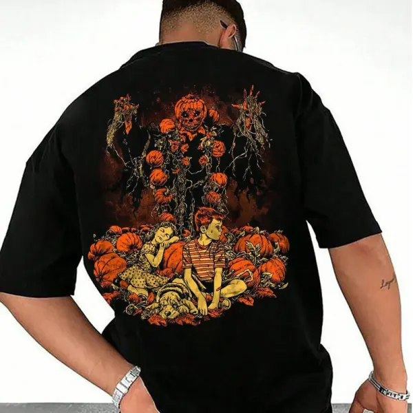 Men's Halloween Skull Print T-shirt - Elementnice.com 