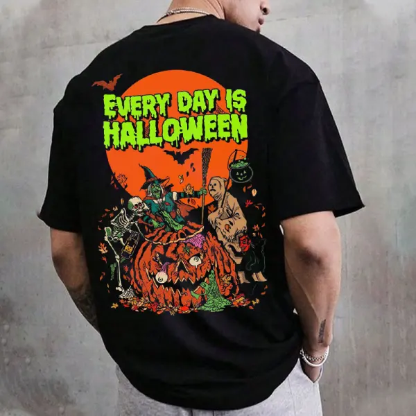 Men's Halloween Skull Print T-shirt - Wayrates.com 