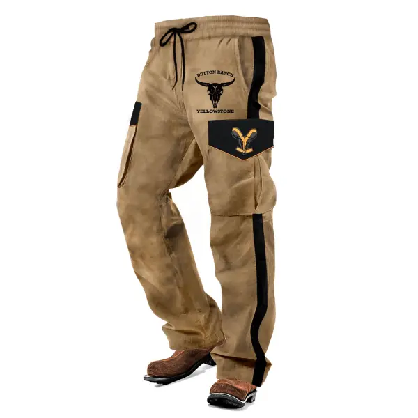 Men's Vintage Western Yellowstone Outdoor Military Distressed Multi-pocket Tactical Pants - Cotosen.com 