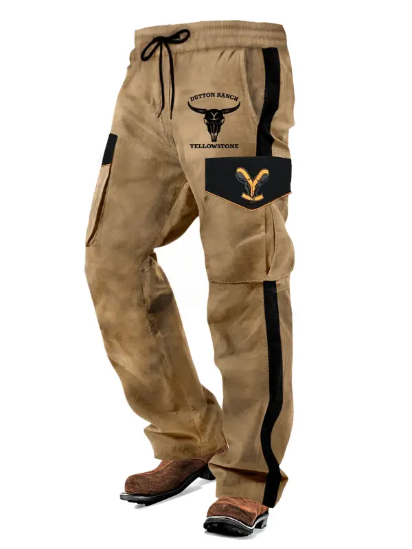 Men's Vintage Western Yellowstone Outdoor Military Distressed Multi-pocket Tactical Pants - Menwyx.com 