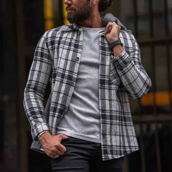 Men's Casual Plaid Vintage Woolen Coat - Wayrates.com 