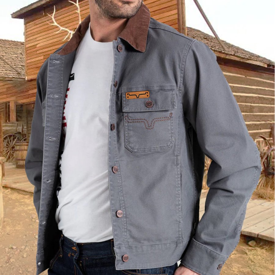 

Men's Retro Western Colorblock Cargo Jacket Outdoor Wear
