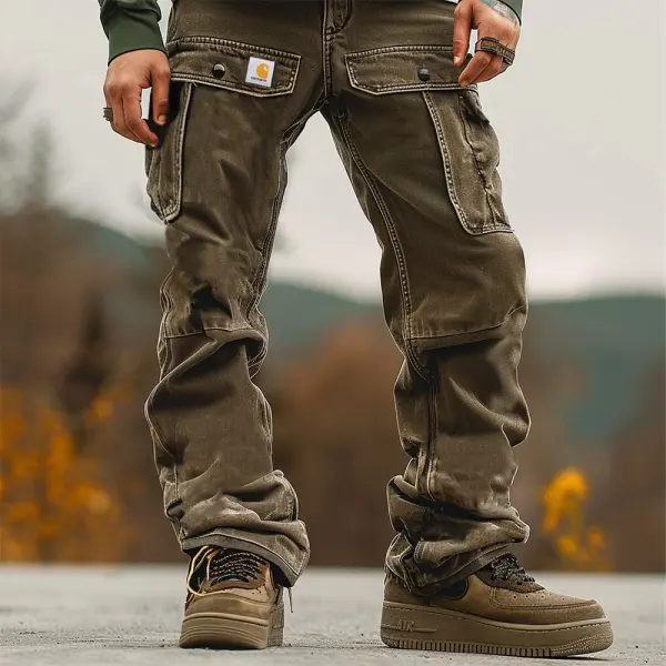 Men's Carhartt Patchwork Outdoor Multi-pocket Cargo Pants Trousers - Rabclub.com 