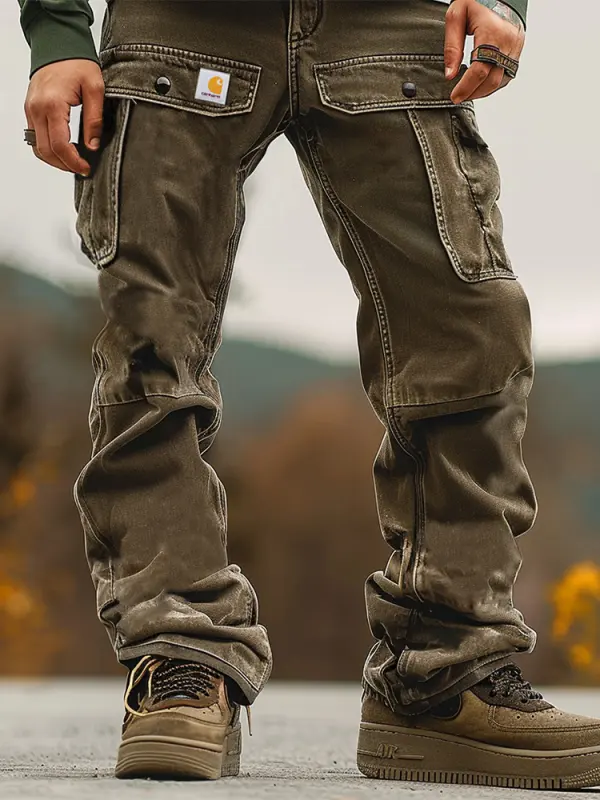 Men's Carhartt Patchwork Outdoor Multi-pocket Cargo Pants Trousers - Menwyx.com 