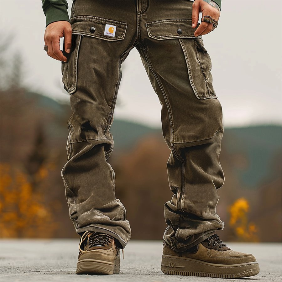 

Men's Vintage Patchwork Outdoor Multi-pocket Cargo Pants Trousers