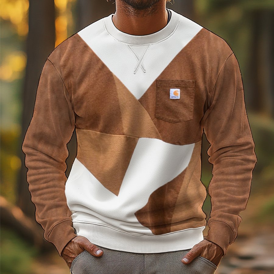 

Men's Vintage Patchwork Print Casual Long Sleeve Oversized Sweatshirts