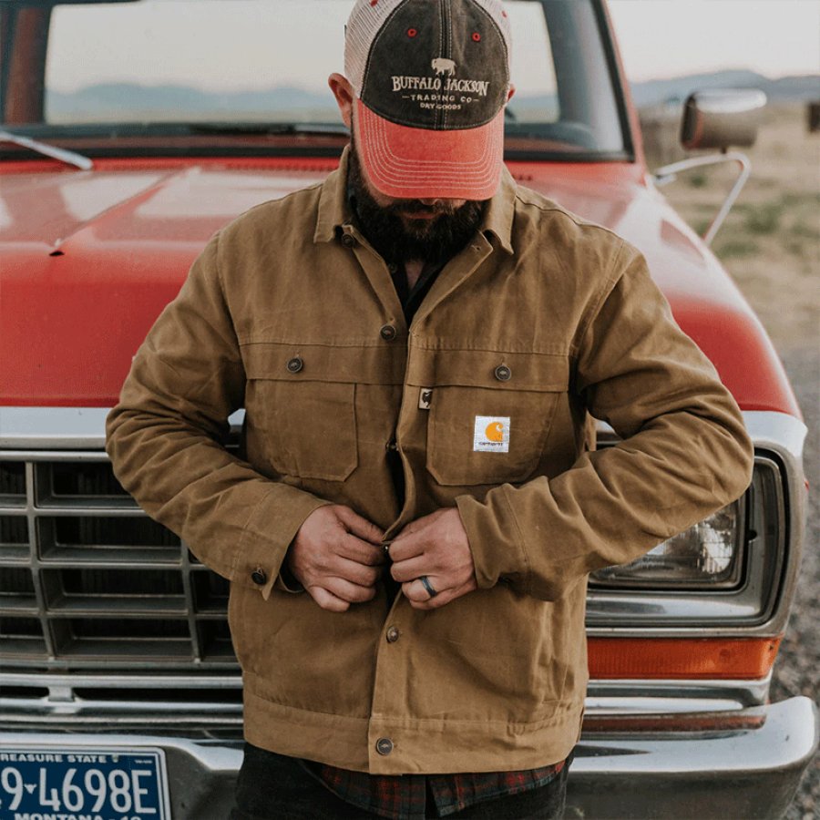 

Men's Vintage Distressed Pocket Denim Jacket