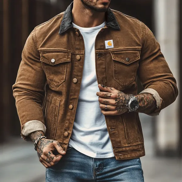 Men's Vintage Distressed Corduroy Jacket - Dozenlive.com 