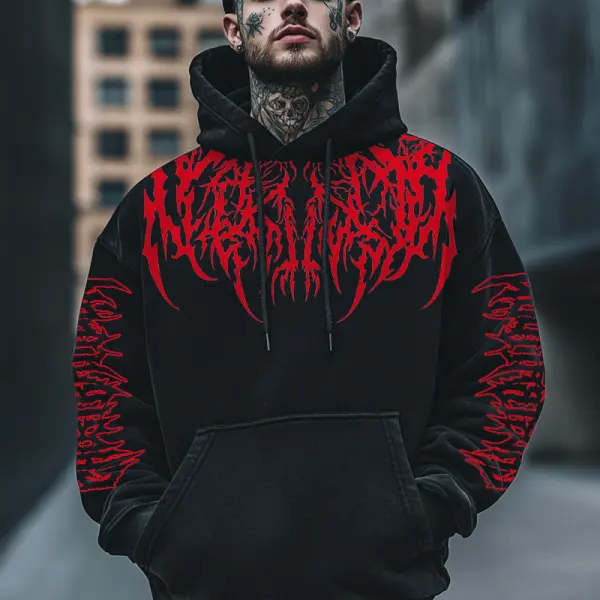 Halloween Gothic Evil Blood Oversize Large Pattern Vintage Hoodie - Wayrates.com 