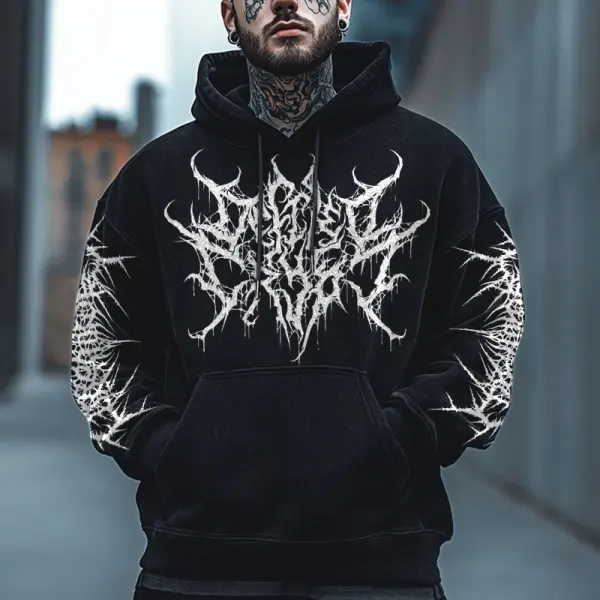 Halloween Gothic Evil Blood Oversize Large Pattern Vintage Hoodie - Wayrates.com 