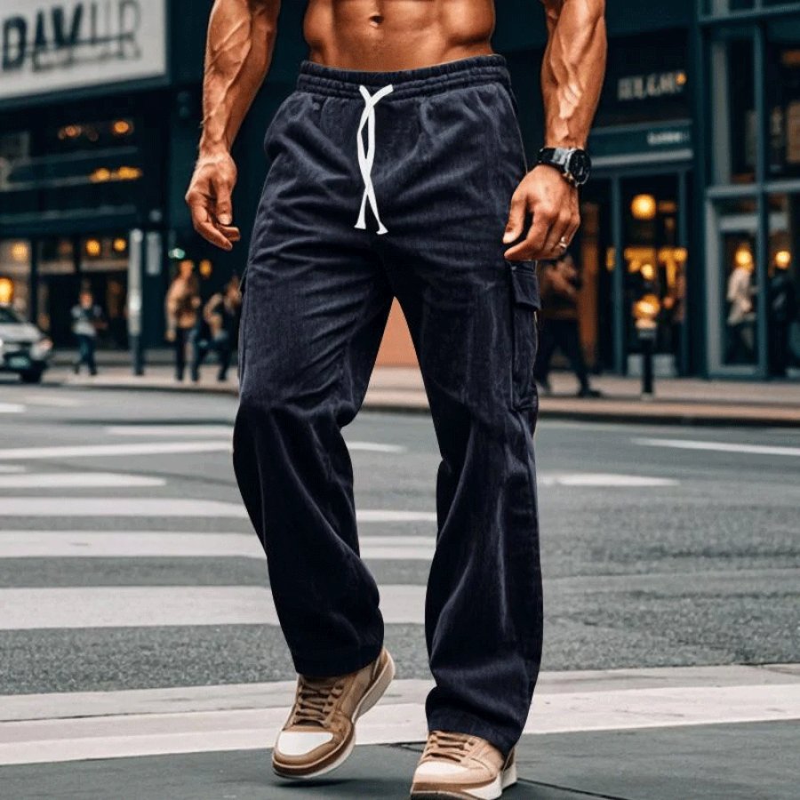 

Men's Corduroy Pocket Drawstring Cargo Pants