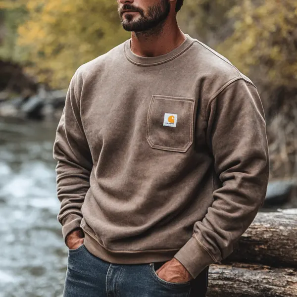 Men's Outdoor Retro Vintage Round Neck Sweatshirt - Dozenlive.com 