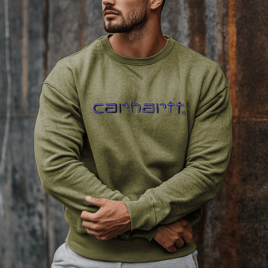 

Men's Embroidery Outdoor Retro Vintage Round Neck Sweatshirt