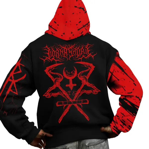 Halloween Men's Skull Blood Swords Print Hoodie - Wayrates.com 