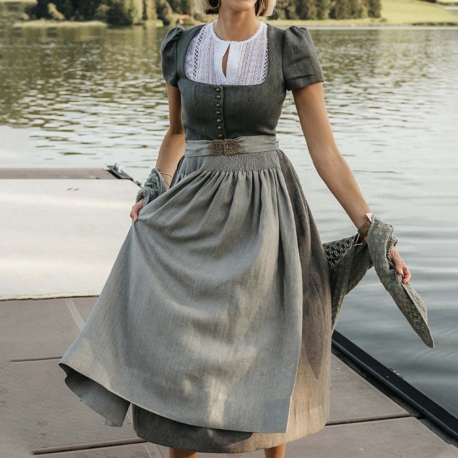 

Women's Vintage Bavarian National Style Print Patchwork Dress