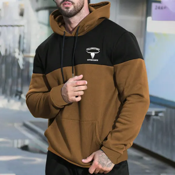 Men's Vintage Patchwork Yellowstone Print Oversized Hoodie Only $31.99 - Cotosen.com 