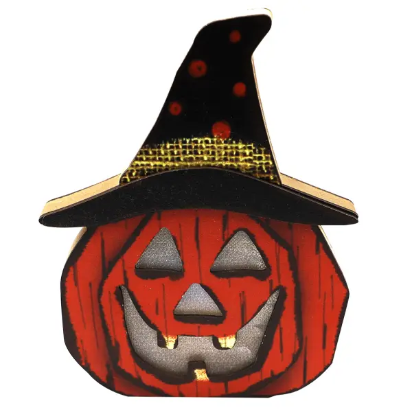 Halloween Wooden Pumpkin Lantern Ghost Decorative Lamp - Cotosen.com 