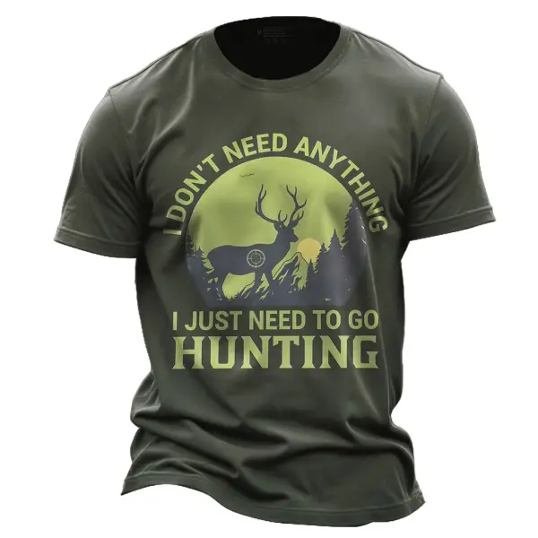 Men's Vintage Bavarian Traditional Deer Hunting Print Crew Neck Short Sleeve T-shirt - Dozenlive.com 