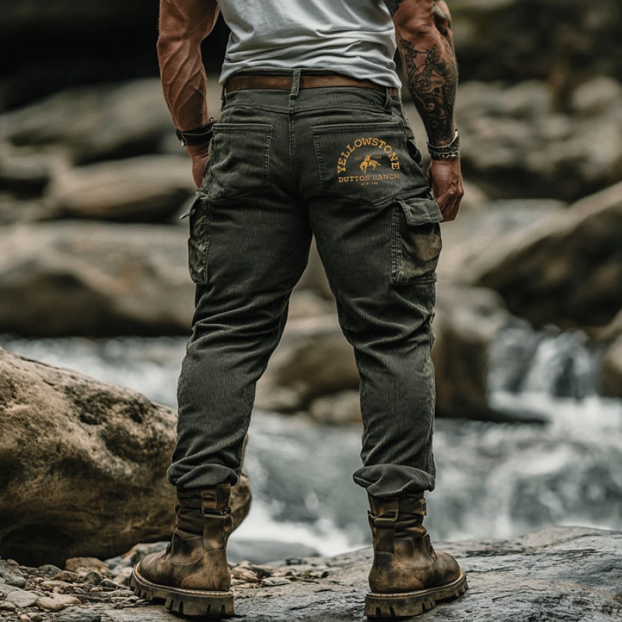 

Men's Yellowstone Retro Washed Corduroy Pocket Cargo Pants