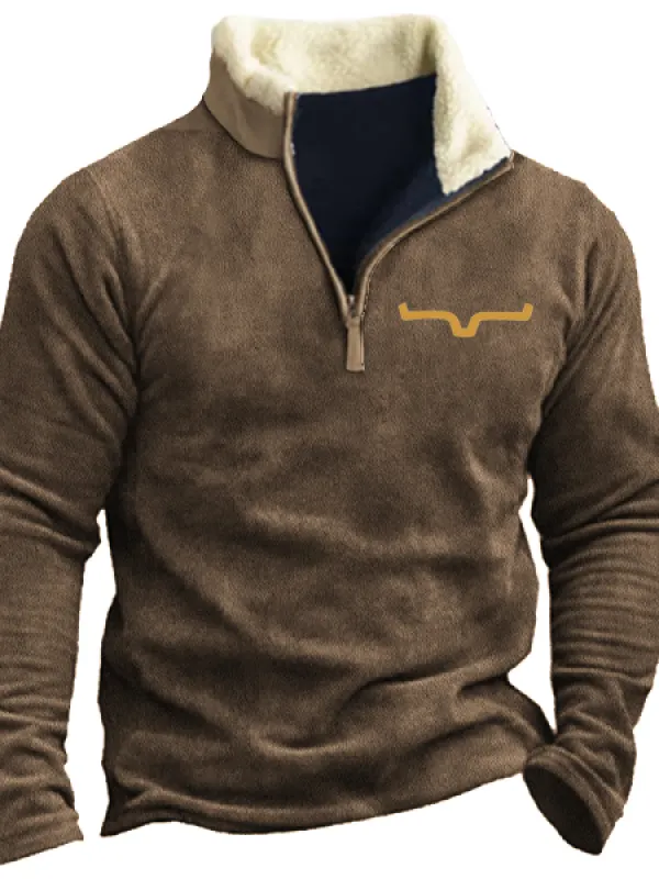 Cowboy Men's Lapel Aztec Sweatshirt - Menwyx.com 