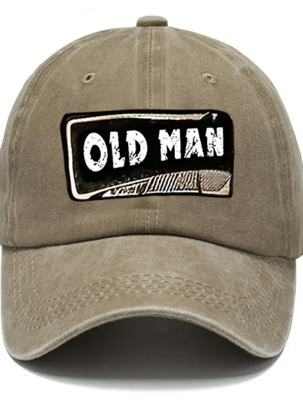 Old Man Unisex Washed Cotton Sun Hat Vintage Print Casual Cap - Pragmaace.com 