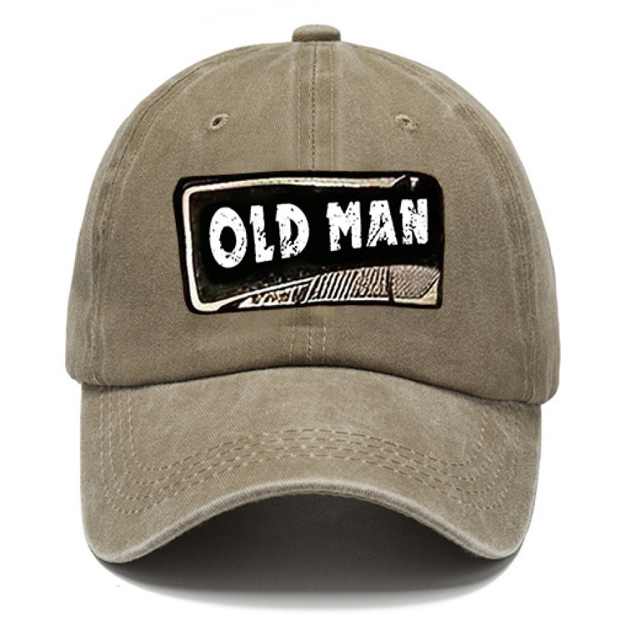 

Old Man Unisex Washed Cotton Sun Hat Vintage Print Casual Cap