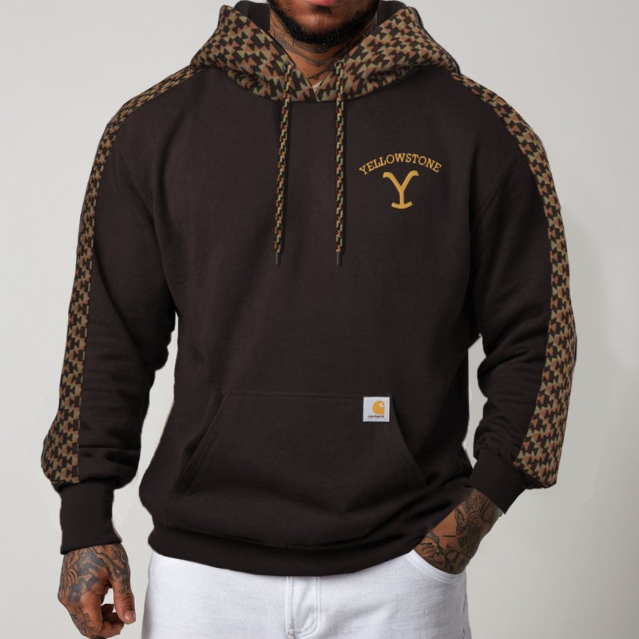 

Men's Hoodie Vintage Patchwork Ethnic Print Long Sleeve Daily Tops