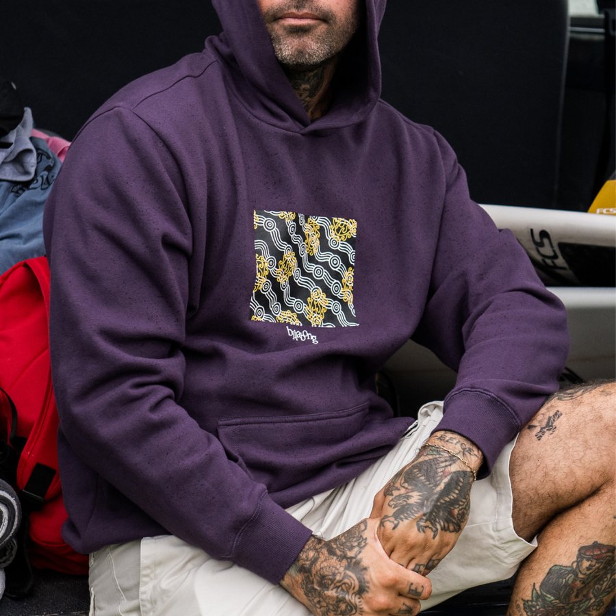 

Men's Vintage Surf Printed Oversized Hoodie