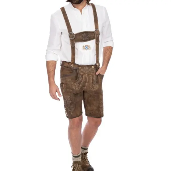 Men's Vintage Bavarian Oktoberfest Shorts With H-shaped Straps - Wayrates.com 